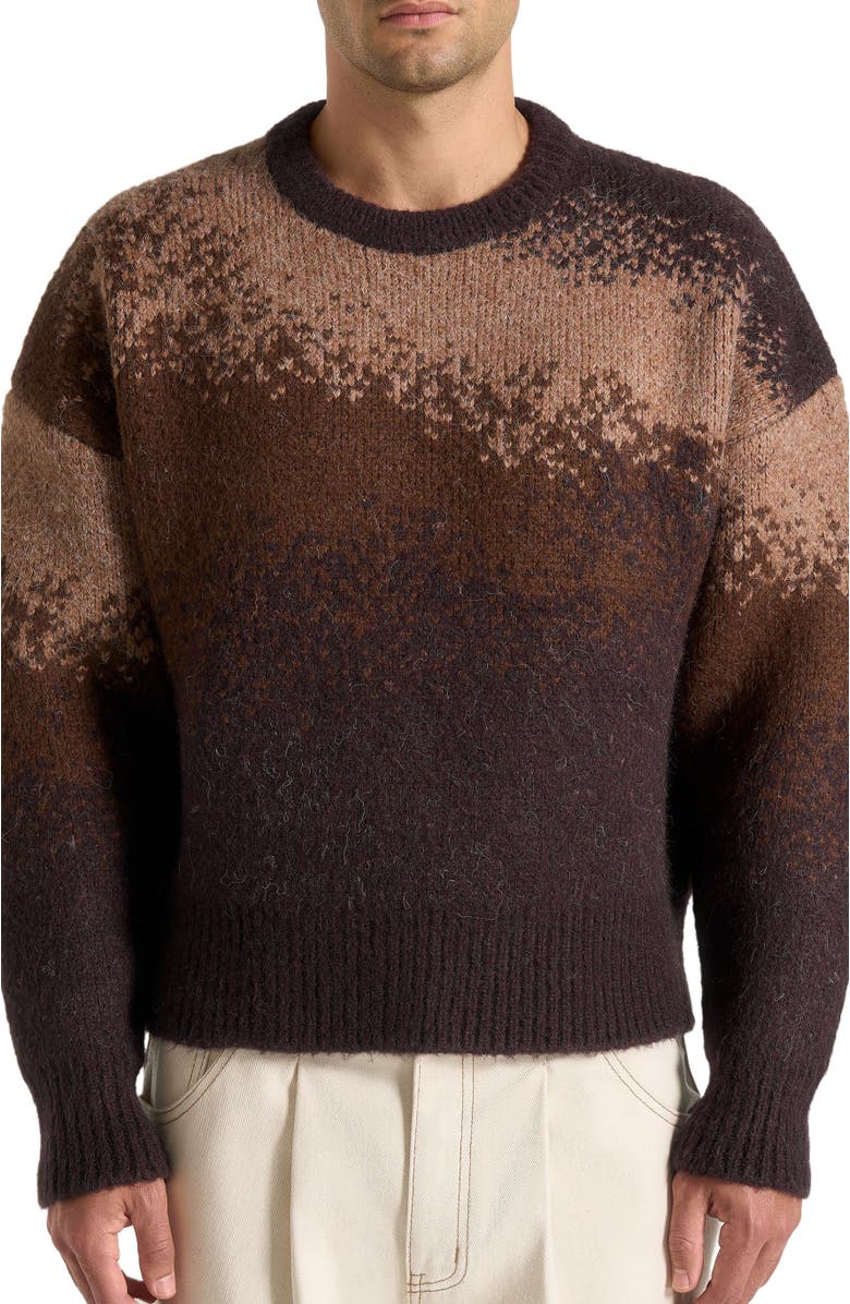 Manière De Voir Yani Ombre Wool Crewneck Sweater, Alternate, color, Brown