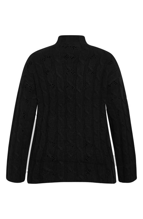 City Chic Iris Mock Neck Cable Knit Sweater In Multi