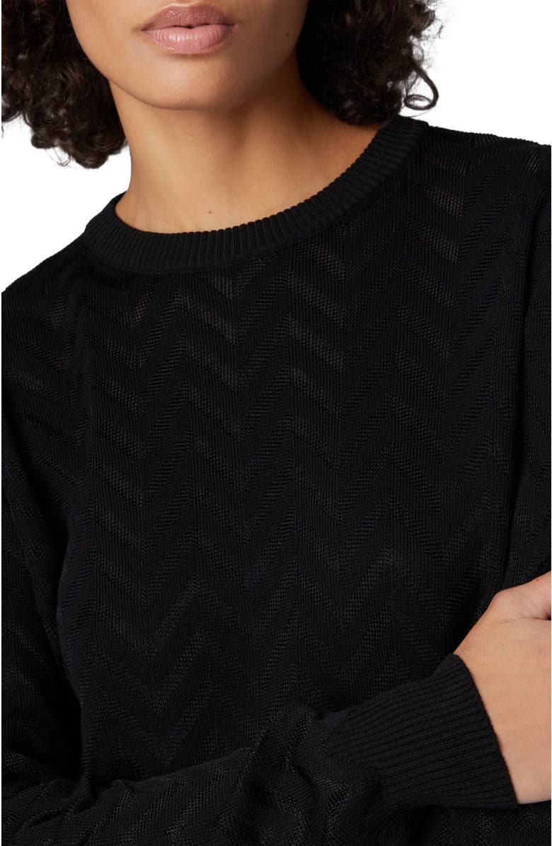 Missoni Tone-on-tone Chevron Crewneck Sweater, Alternate, color, Black