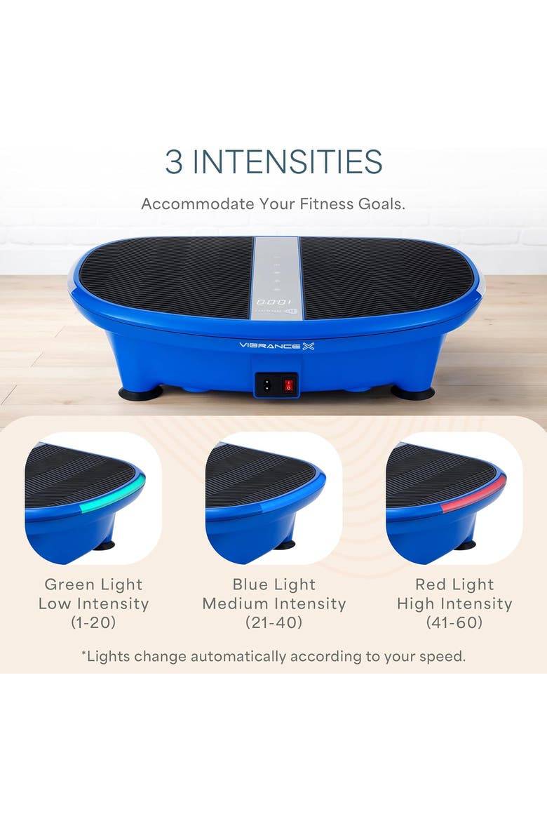 VibranceX Vibration Plate for Exercise 60 Speeds, Remote, LED Lights, Alternate, color, Blue