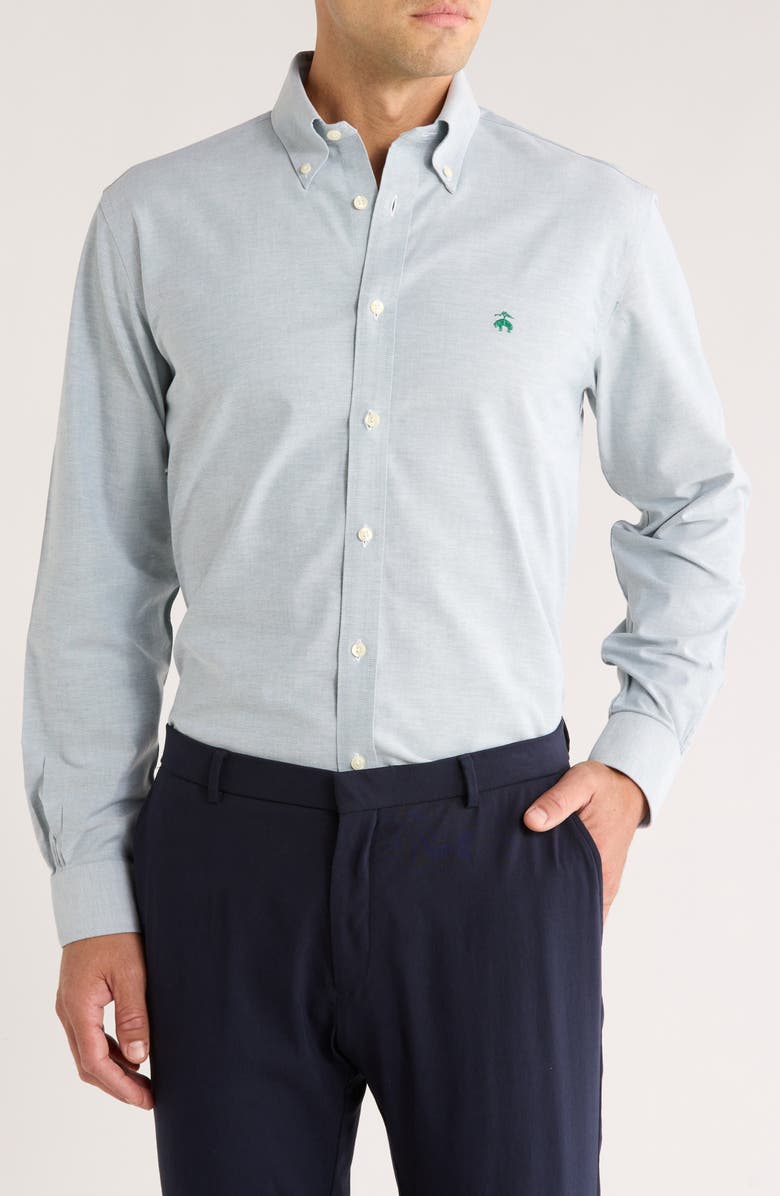 Brooks Brothers Regular Fit Non-Iron Dress Shirt, Main, color, Greenheronsolid