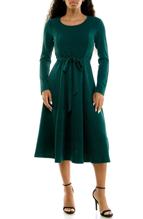 Sylvia Long Sleeve Tie Waist Midi Dress