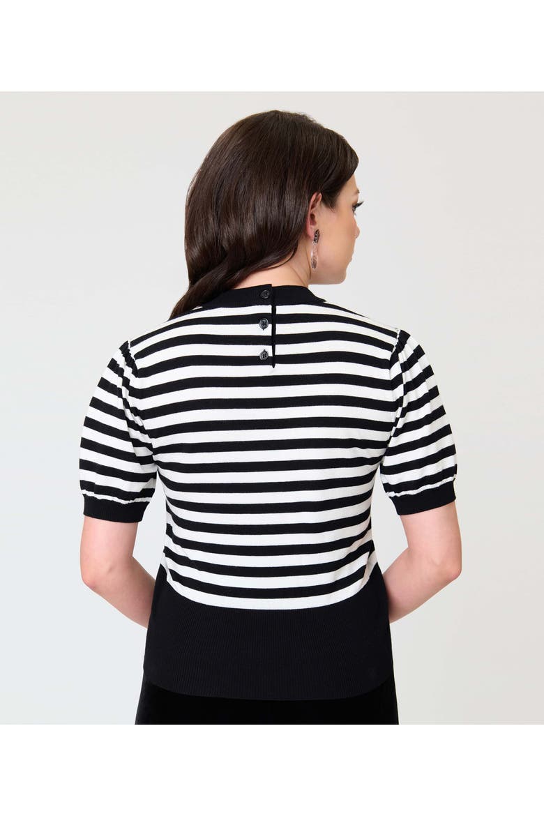 Printed Heart Cutout Knit Sweater, Alternate, color, Black & White Stripe