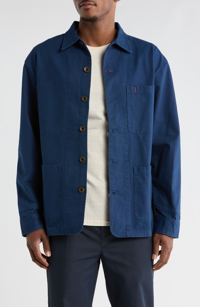 Imperfects Cunningham Organic Cotton Canvas Coat, Main, color, Banks Street Blue