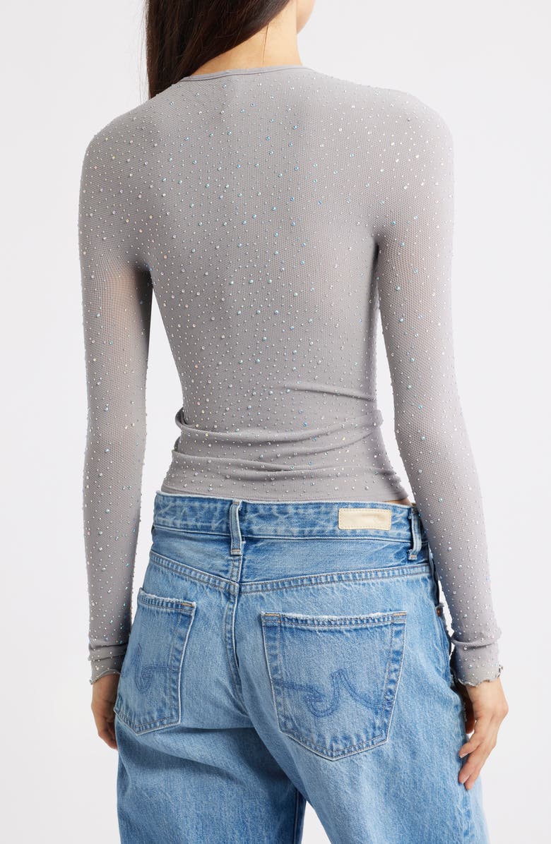 Free People Night Sky Studded Rib Top, Alternate, color, Silver Lining