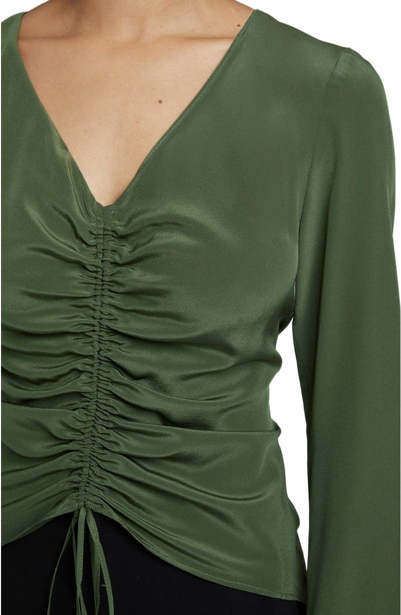 Santorelli RAVELA Bell Sleeve Silk Blouse with Front Center Drawstring, Alternate, color,