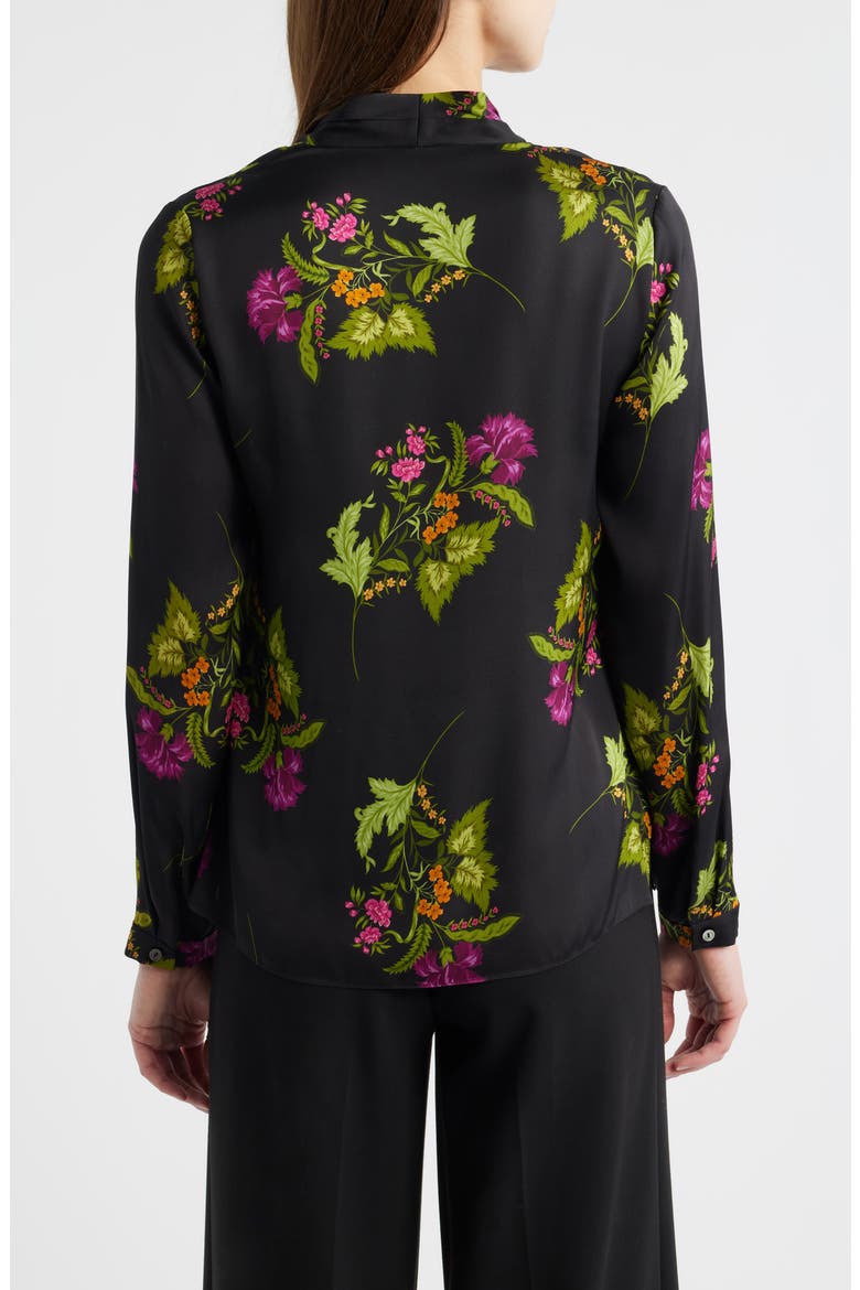 Palm Print Stretch Silk Top, Alternate, color, BLACK MULTI