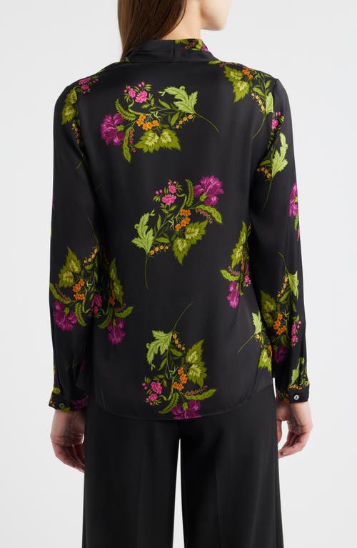 Kobi Halperin Palm Silk Blend Floral Blouse In Black