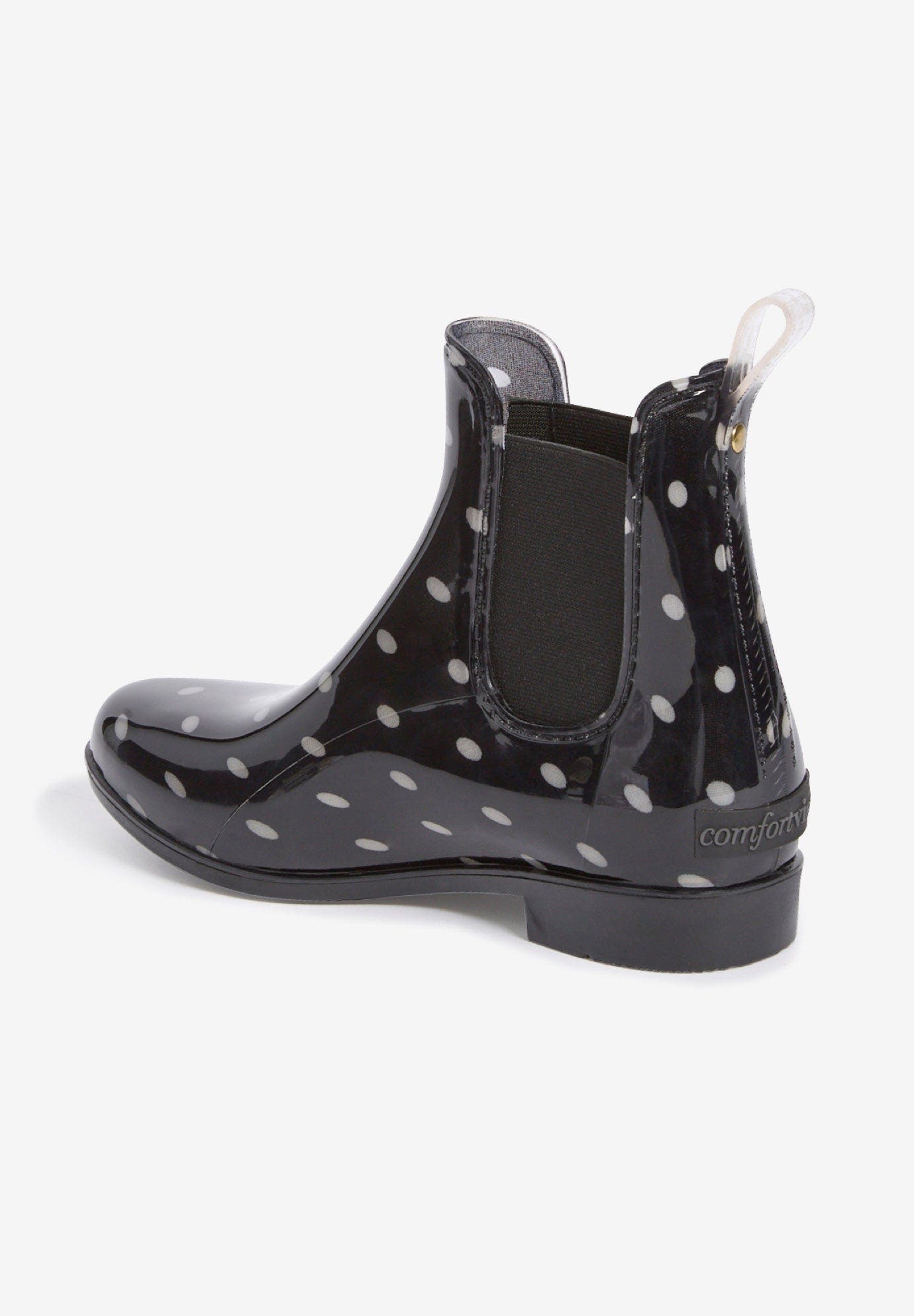 Comfortview The Uma Rain Boot, Alternate, color, Black Dot
