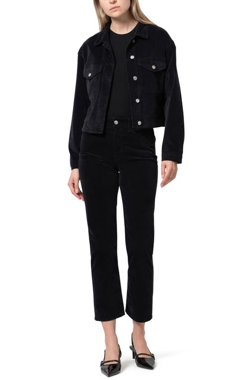 Mavi Jeans New York High Waist Ankle Straight Leg Velvet Pants In Black