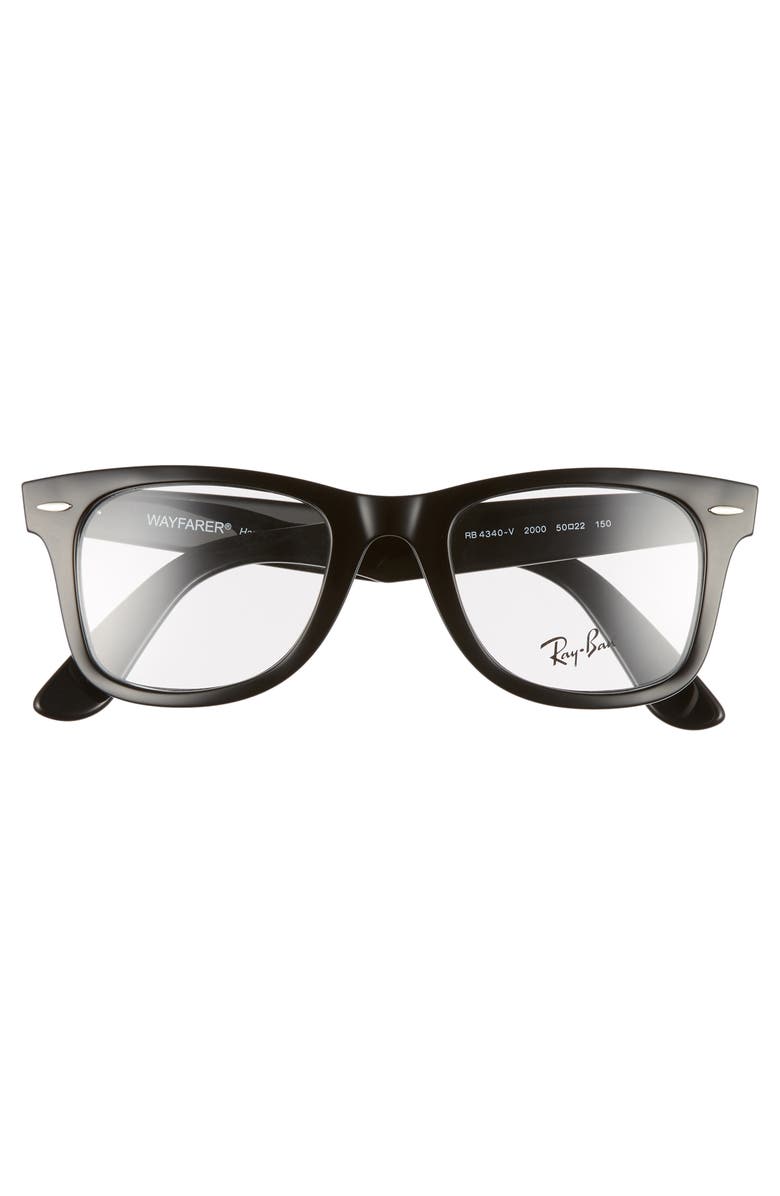 Ray-Ban 50mm Optical Glasses, Alternate, color, Shiny Black