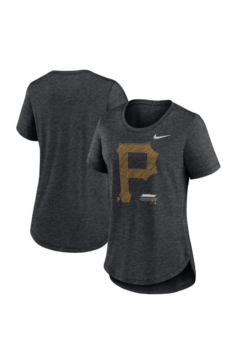 Nike Women's Nike  Heather Black Pittsburgh Pirates Touch Tri-Blend T-Shirt, Main, color, 