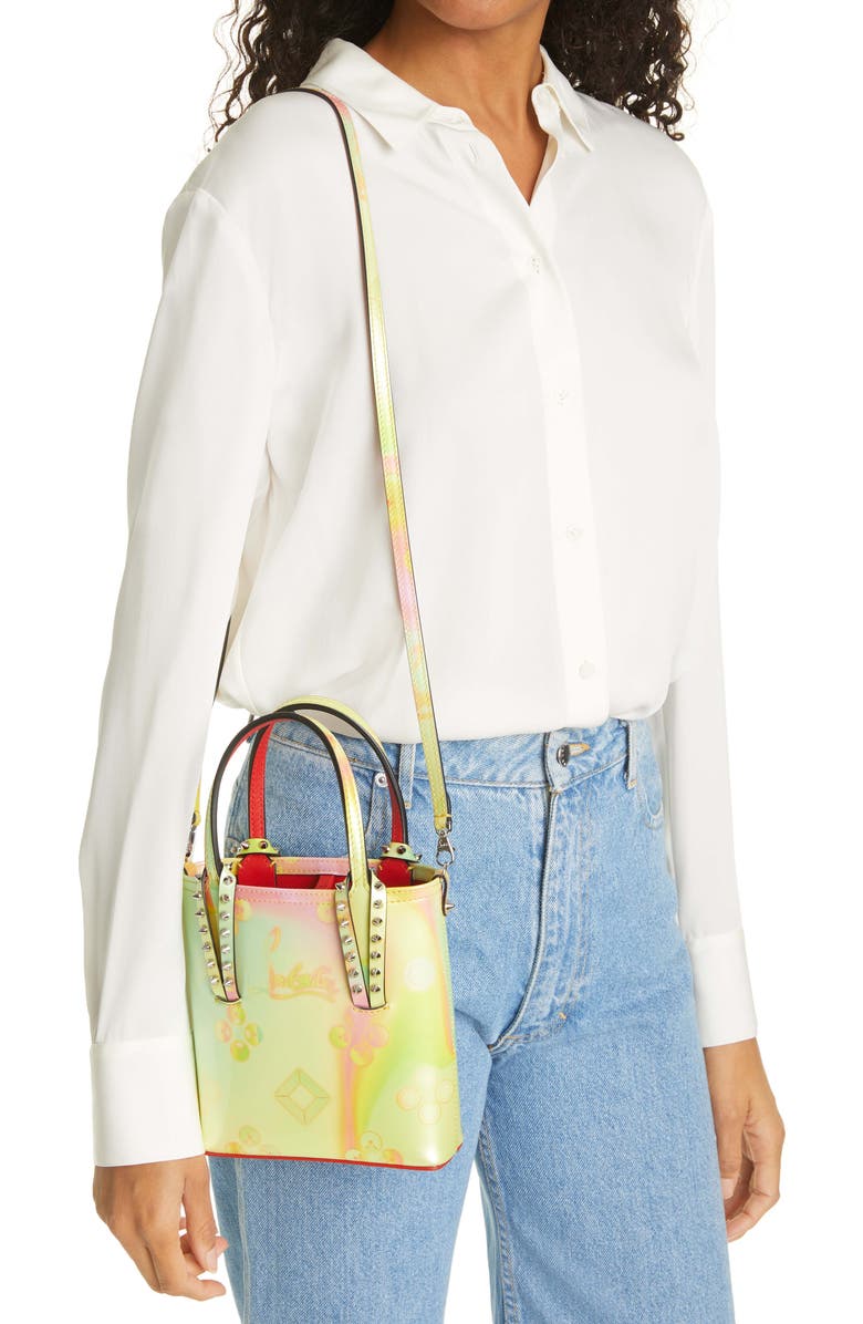 Christian Louboutin Mini Cabata Print Leather Tote, Alternate, color,