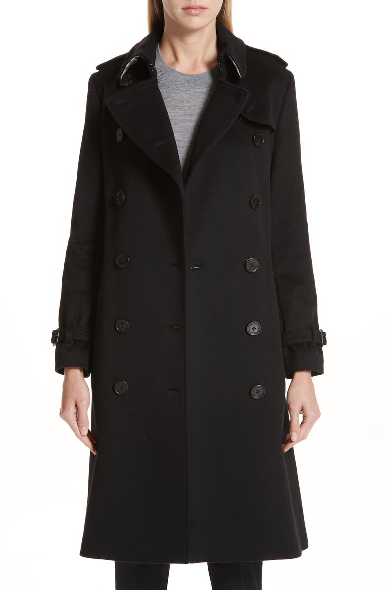 Burberry Kensington Cashmere Trench Coat, Main, color,