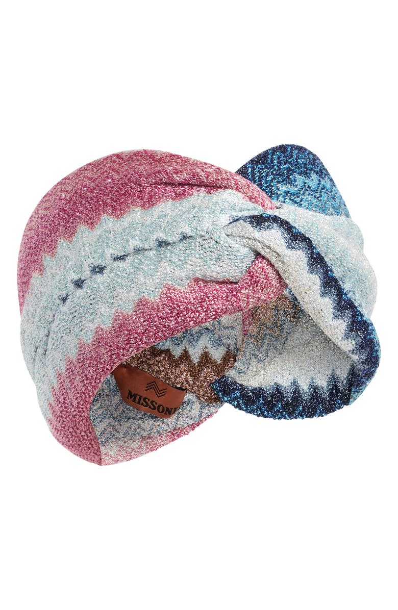 Missoni Knotted Zigzag Headband, Main, color, 0002 Pink Blue Multi