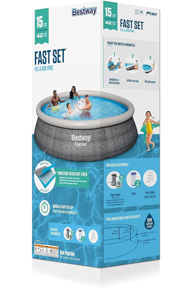 Quick Set Inflatable Pool Set Complete Fast Set Bestway Fast Set 15 Foot Round Inflatable Pool Set | Nordstrom