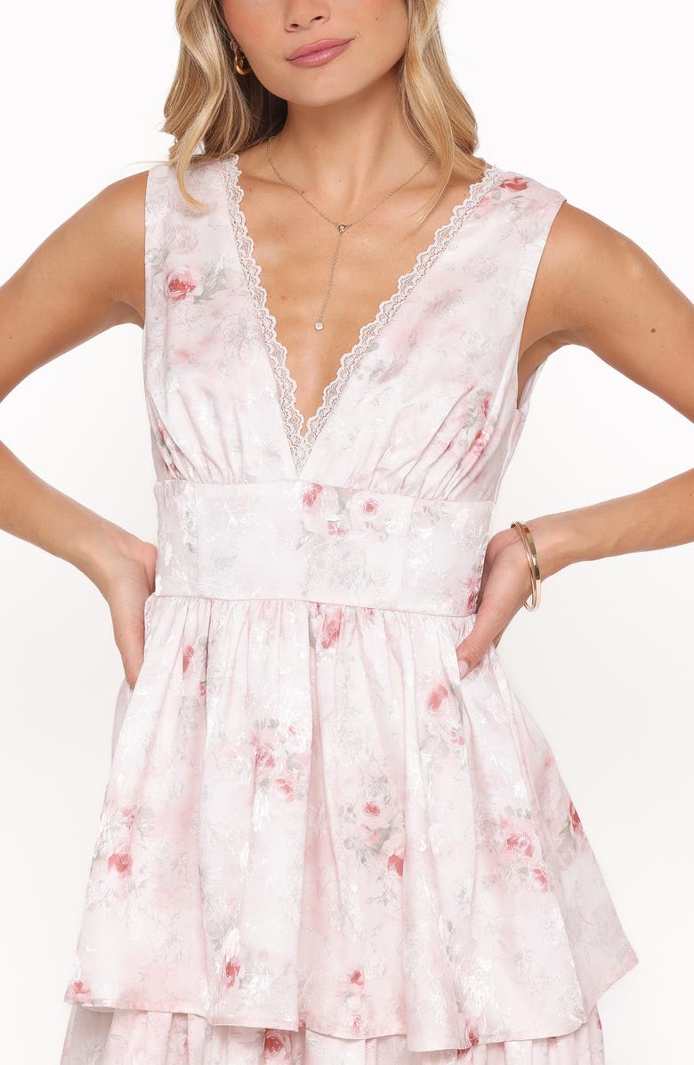 Petal & Pup Natasha Sleeveless Tiered Ruffle Maxi Dress, Alternate, color, White Pink Floral