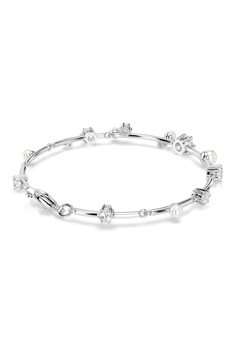 Constella Crystal & Faux Pearl Line Bracelet, Alternate, color, WHITE GOLD