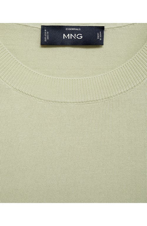 Mango Short Sleeve Cotton Crewneck Sweater In Green