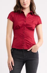 BP. Ruched Empire Waist Button Shirt