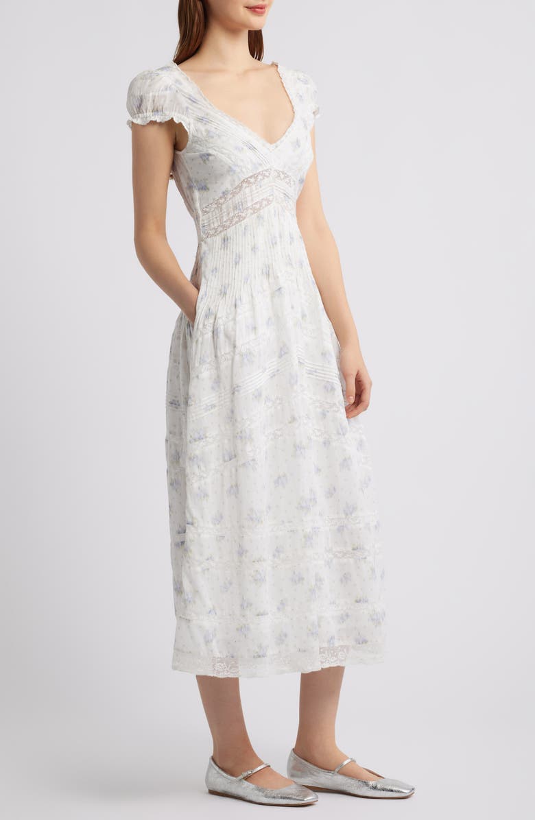 LoveShackFancy Suvi Floral Pritn Lace Maxi Dress, Alternate, color, Arctic Vanilla