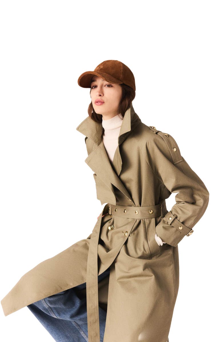 maje Studded trench coat, Alternate, color, 