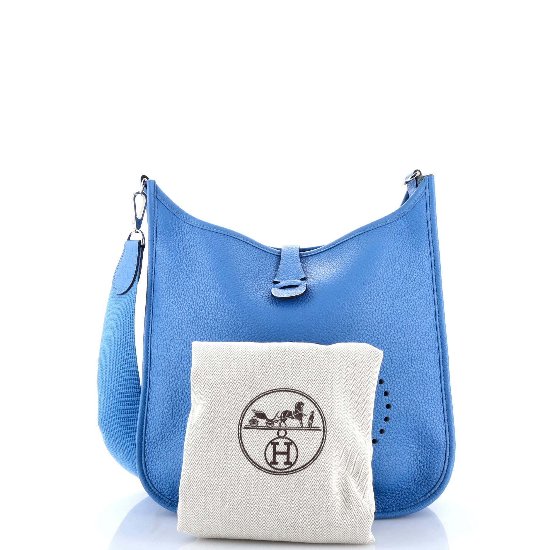 Pre-Owned Hermes Evelyne Bag Gen III Clemence PM, Alternate, color, Bleu Paradis