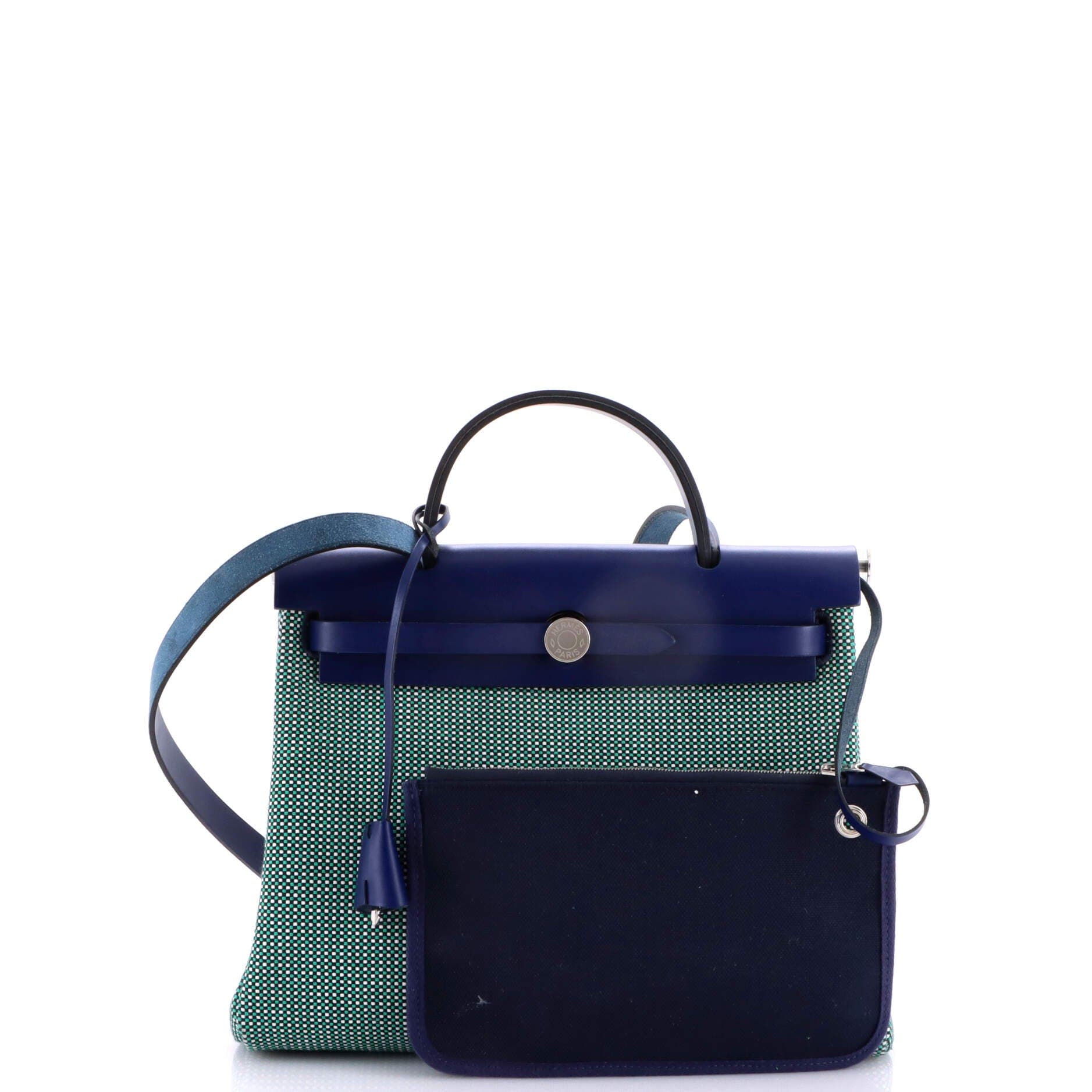 Pre-Owned Hermes Herbag Zip Criss Viking Toile and Leather 31, Alternate, color, Bleu Encre