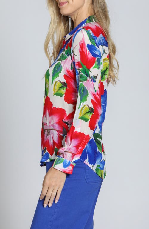 Apny Floral Button-up Shirt In Red Multi