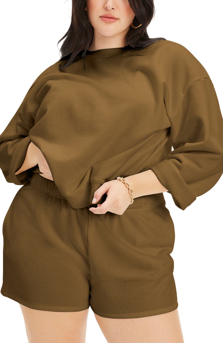 Good American Drop Shoulder Sweatshirt, Alternate, color, Moss002