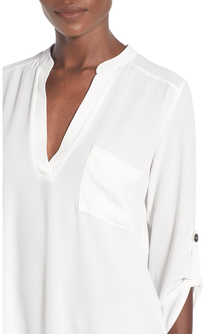 Perfect Roll Tab Sleeve Tunic, Alternate, color, OFF WHITE