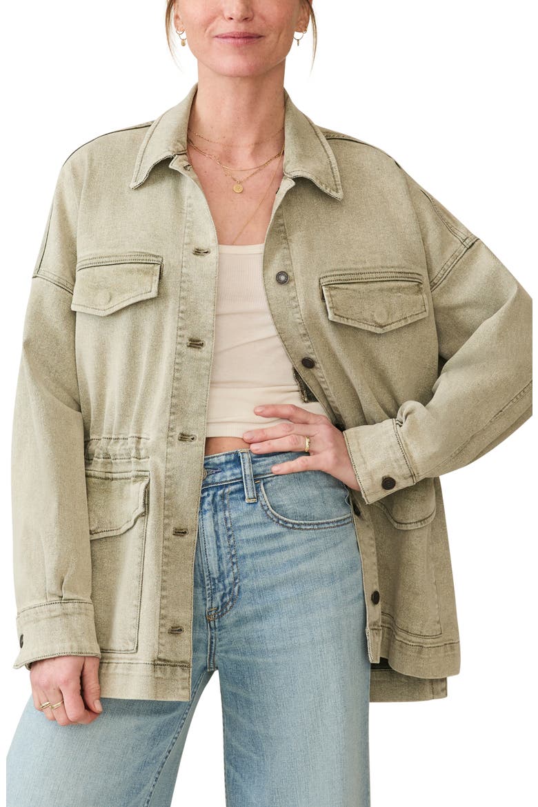 Sunwash Utility Denim Jacket, Main, color, OLIVE HAZE WASH