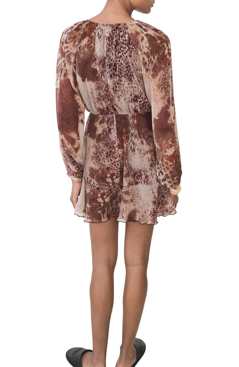 MANGO Abstract Animal Print Long Sleeve Minidress, Alternate, color, 