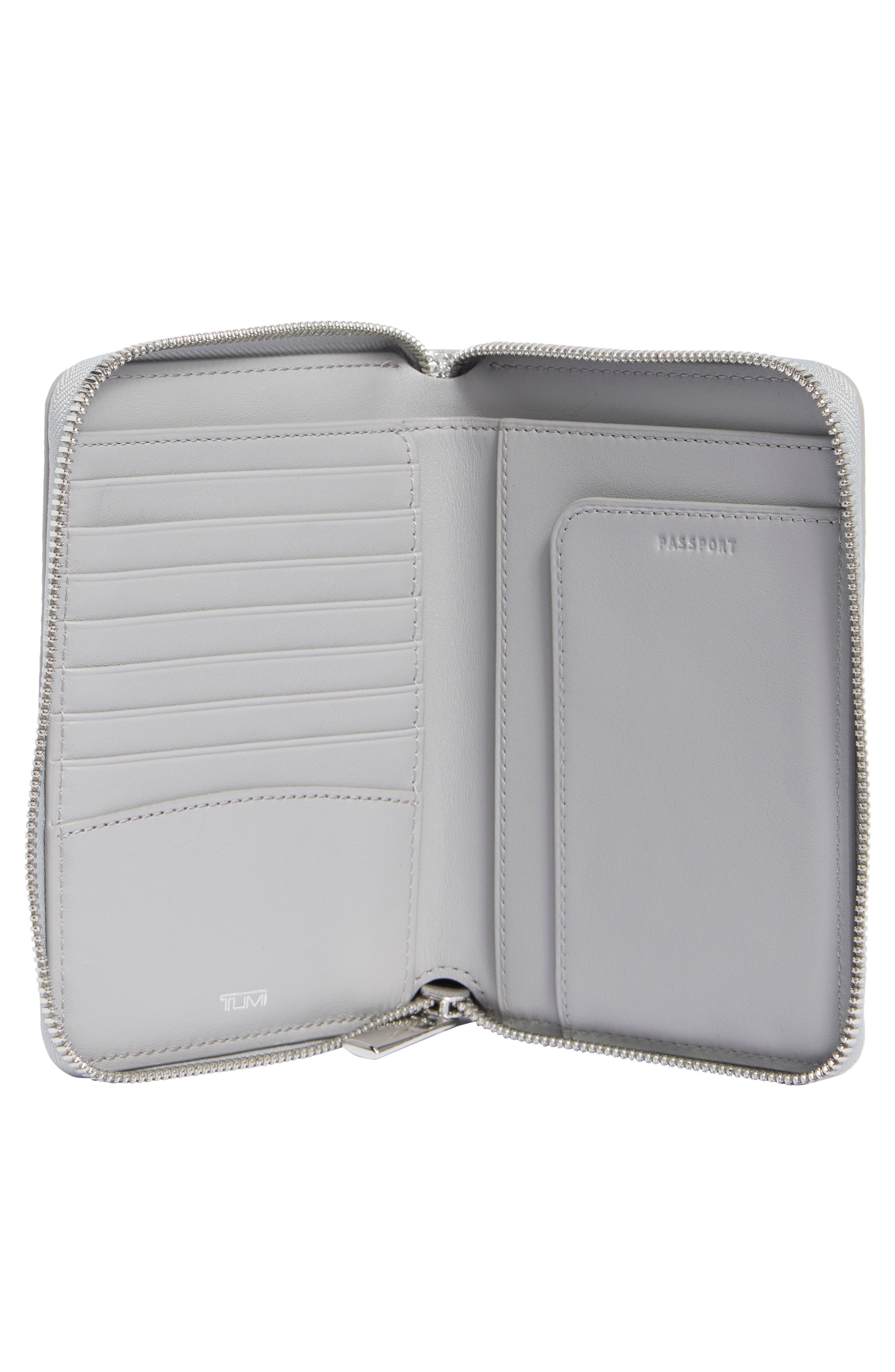 TUMI Belden Zip-Around Passport Case, Alternate, color, Metallic Silver