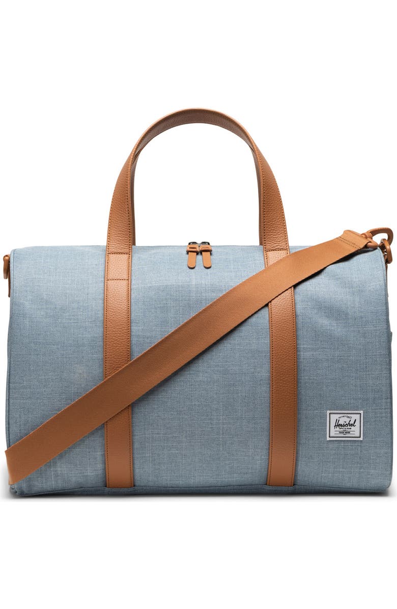 Herschel Supply Co. Novel Recycled Nylon Duffle Bag, Main, color, Ashley Blue Crosshatch