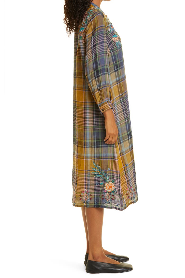 Francisca Cotton Shift Midi Dress, Alternate, color, PLAID