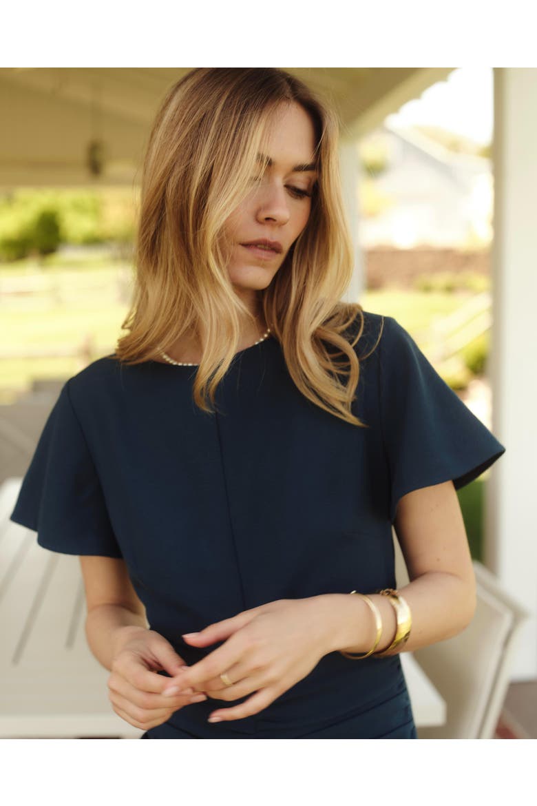 Tanya Crepe Midi Dress, Alternate, color, Deep Teal