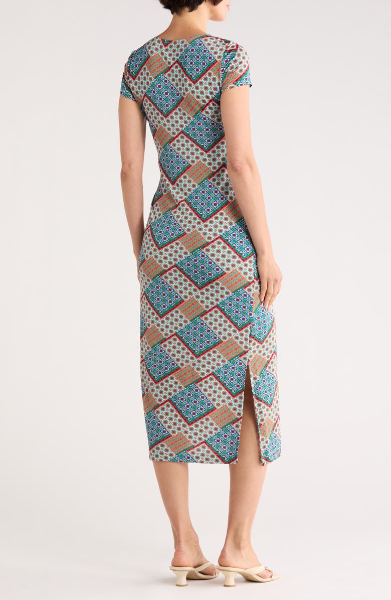 Elie Tahari Melissa Printed Midi Dress, Alternate, color, Tropez Tile