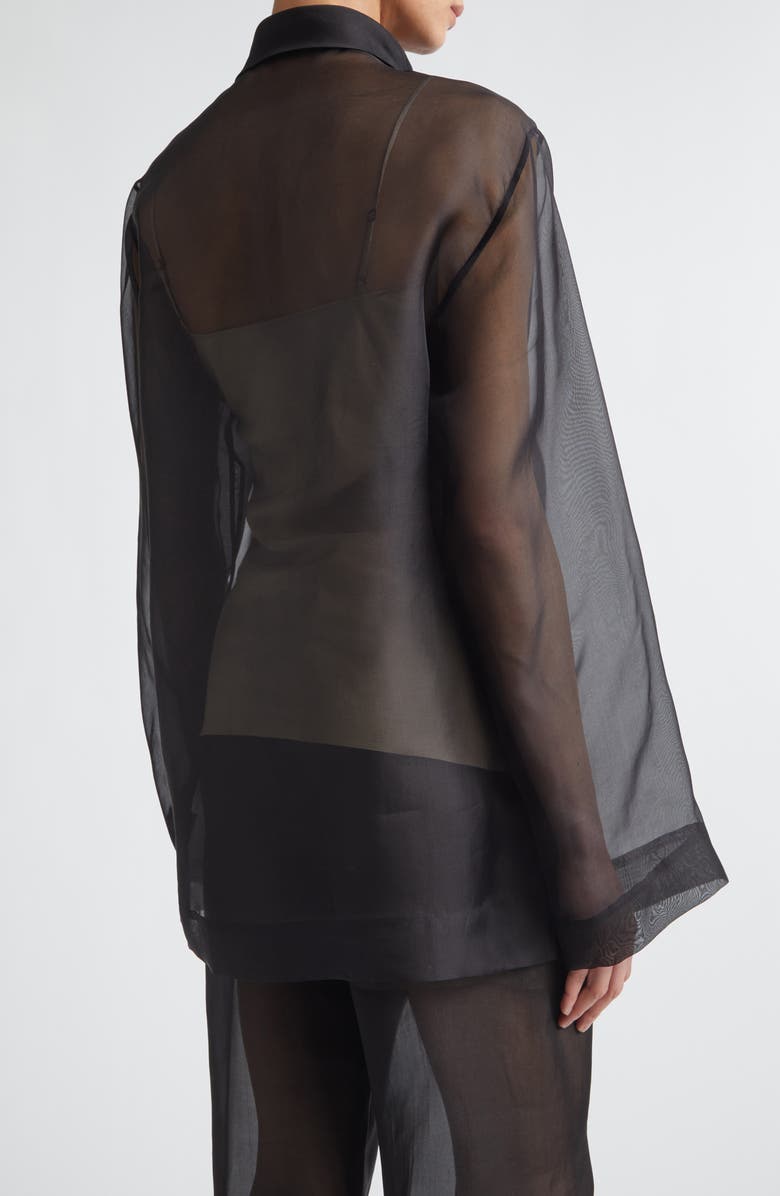 GIA STUDIOS Lisse Classic Silk Organza Button-Up Shirt, Alternate, color, Black