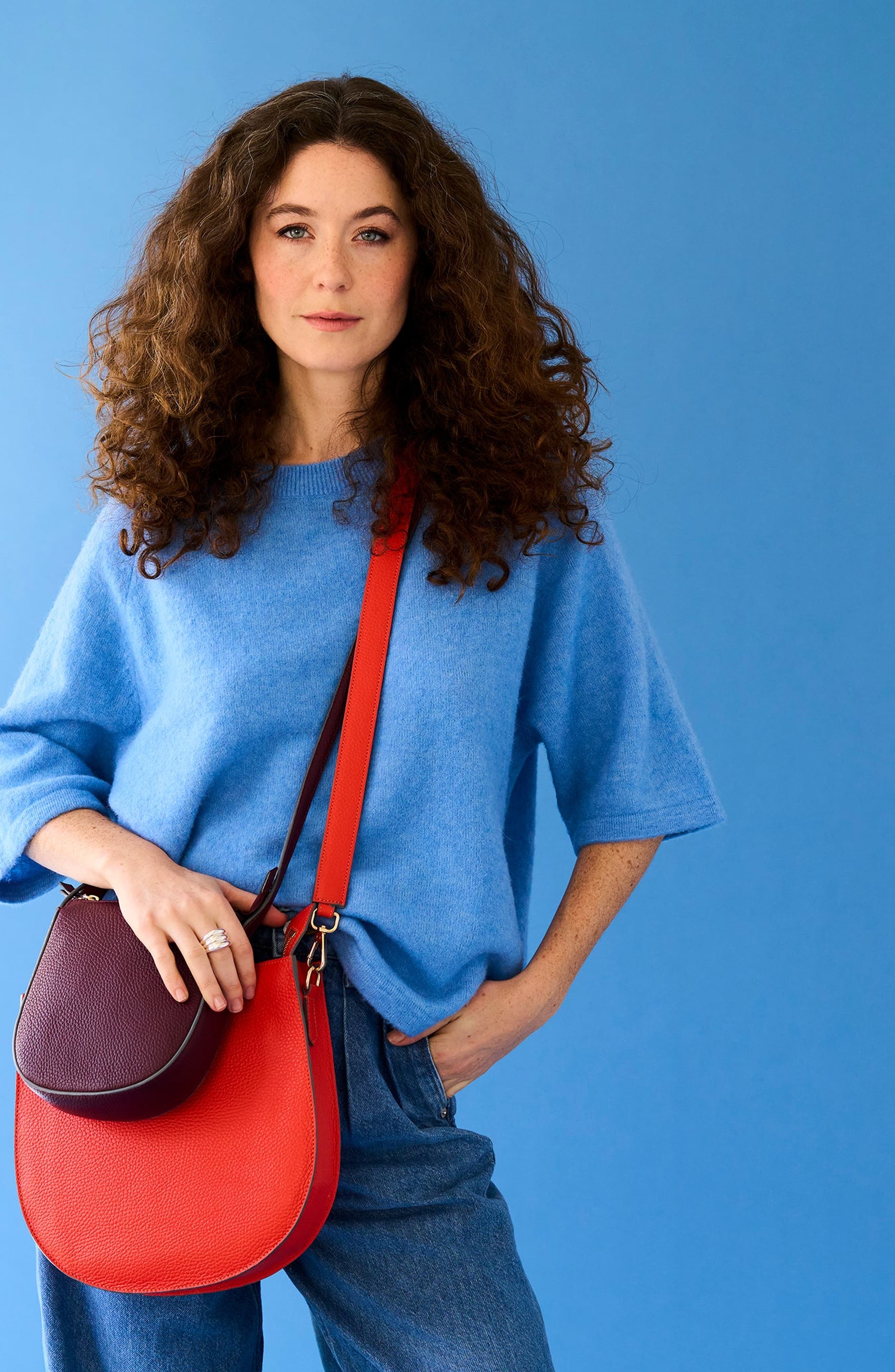 Seema Saddle Bag, Alternate, color, Bright Orange