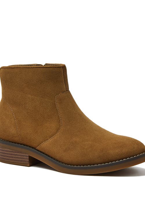 Lands' End Detailed Suede Zip Ankle Booties In Brown