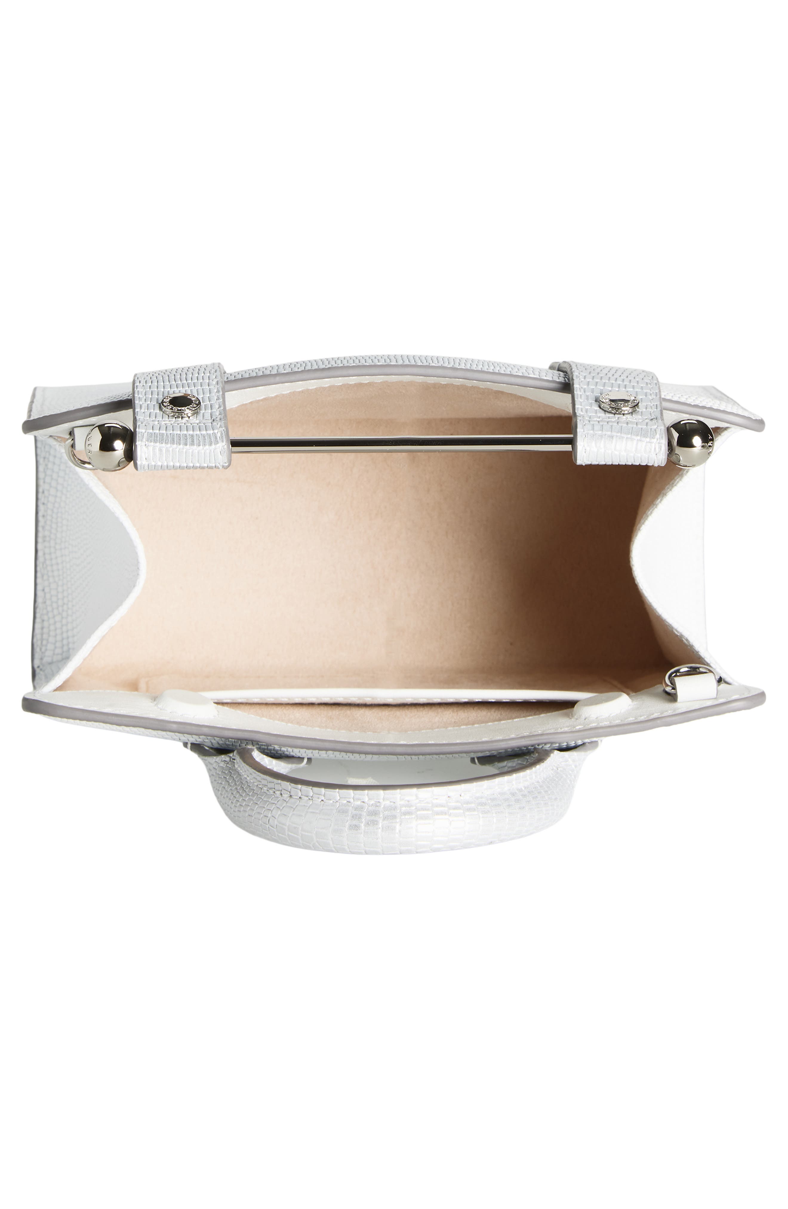 Strathberry Nano Lizard Embossed Leather Tote, Alternate, color, Silver