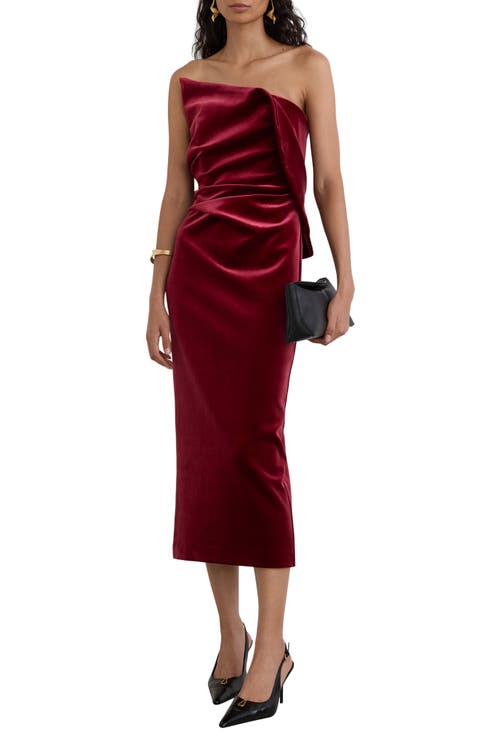 Dasha Strapless Velvet Midi Dress