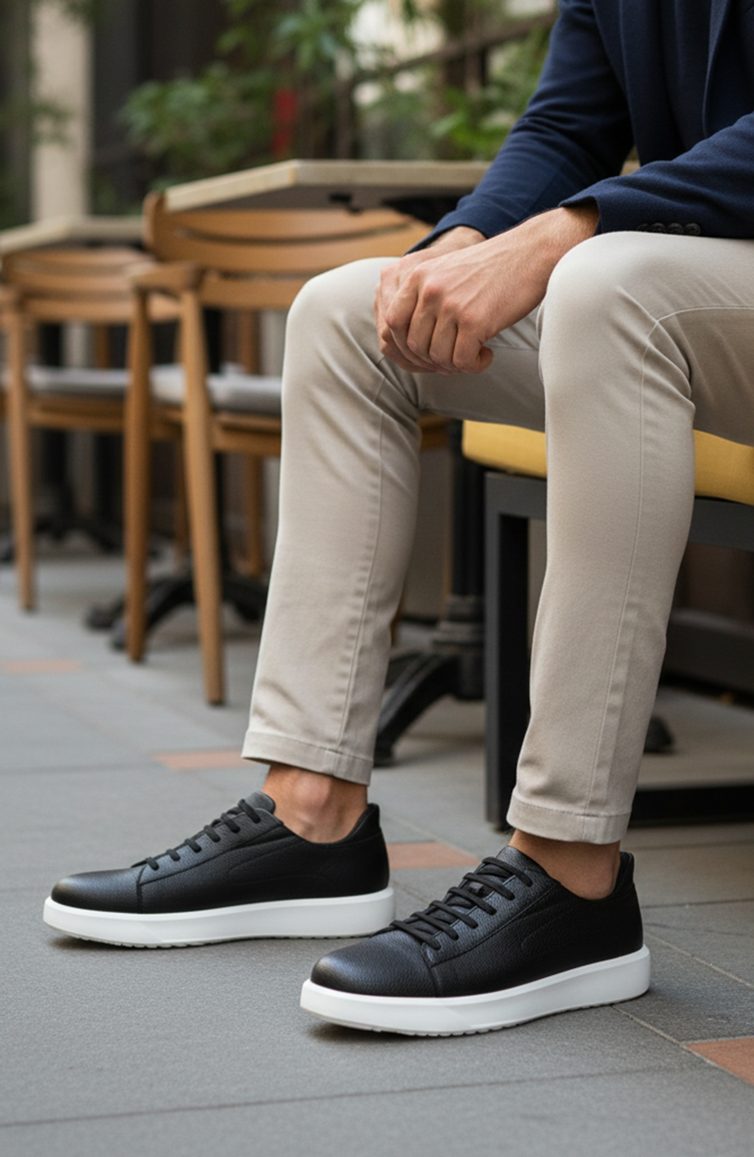 River St Hands-Free Slip On Technology Leather Fashion Sneakers, Alternate, color, Black Grainy Leather