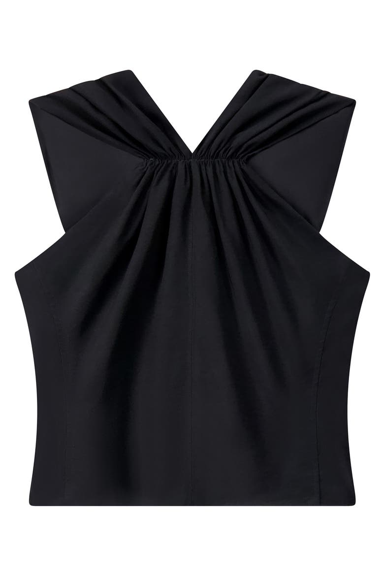 Elouise Ruched V-Neck Top, Main, color, BLACK