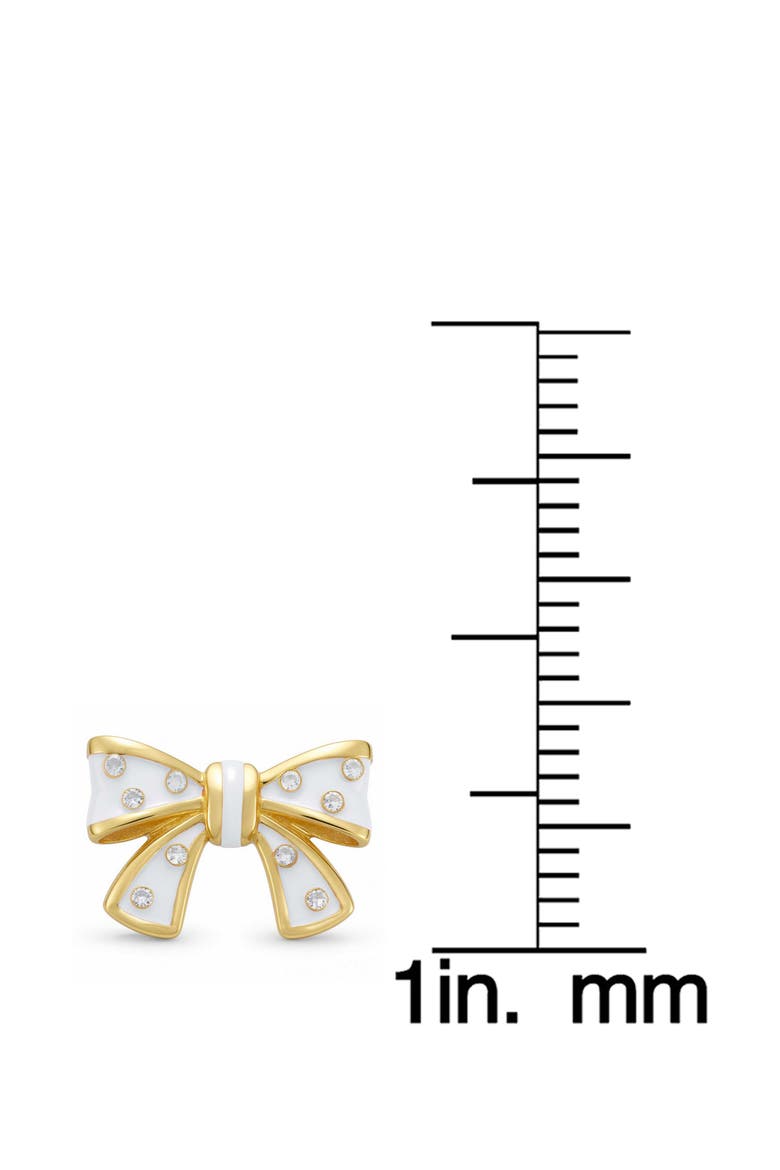 Kids' Crystal Bow Enamel Stud Earrings, Alternate, color, WHITE