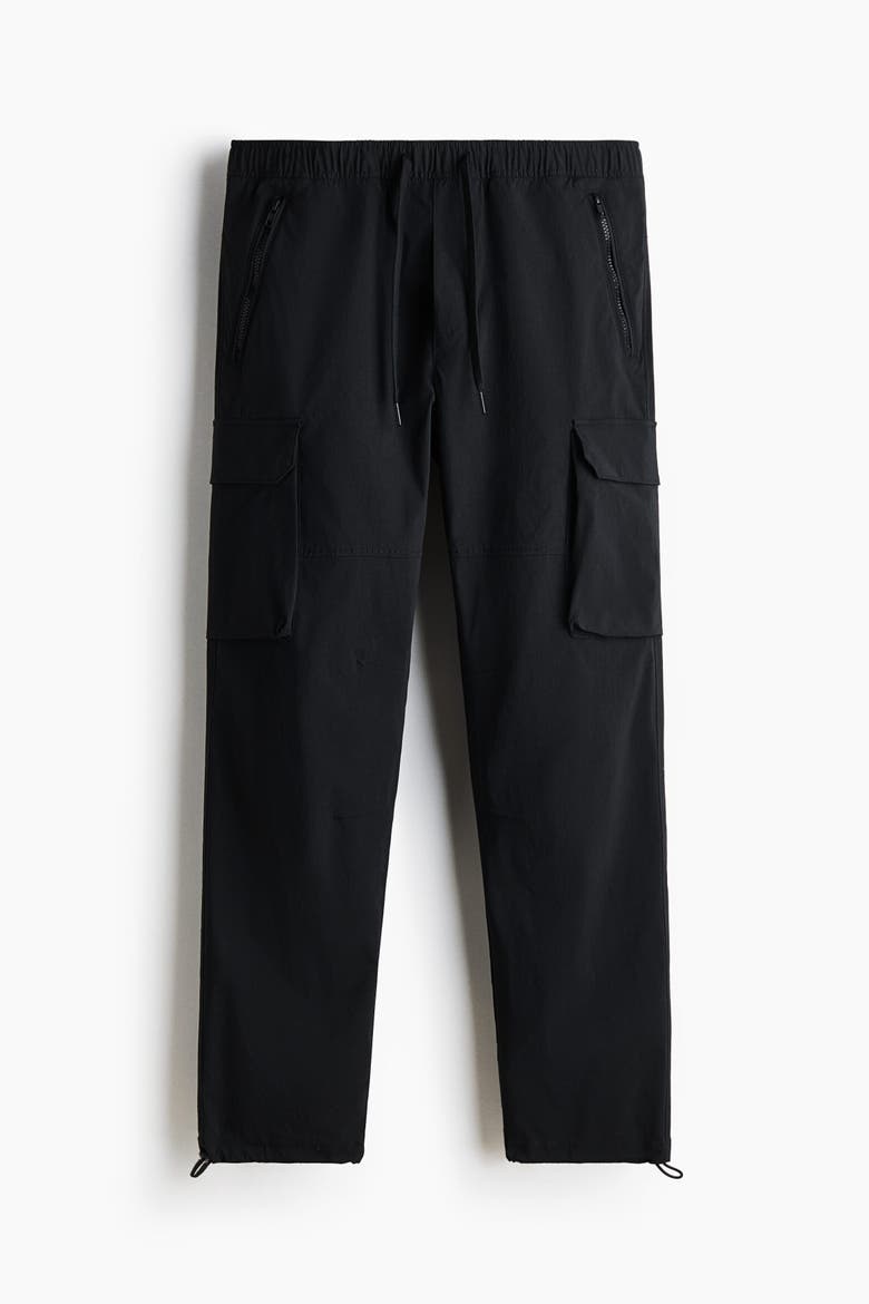 Regular Fit Nylon Cargo Trousers, Alternate, color, Black