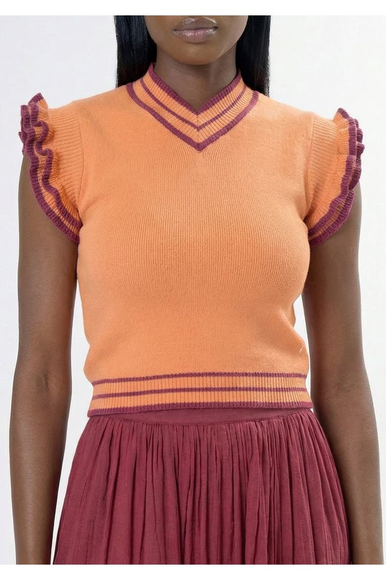 Trim Knit Top Peach Berry, Main, color, Peach Berry