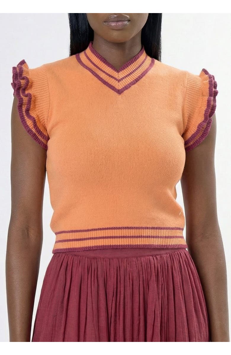 AREA STARS Trim Knit Top Peach Berry, Main, color, Peach Berry