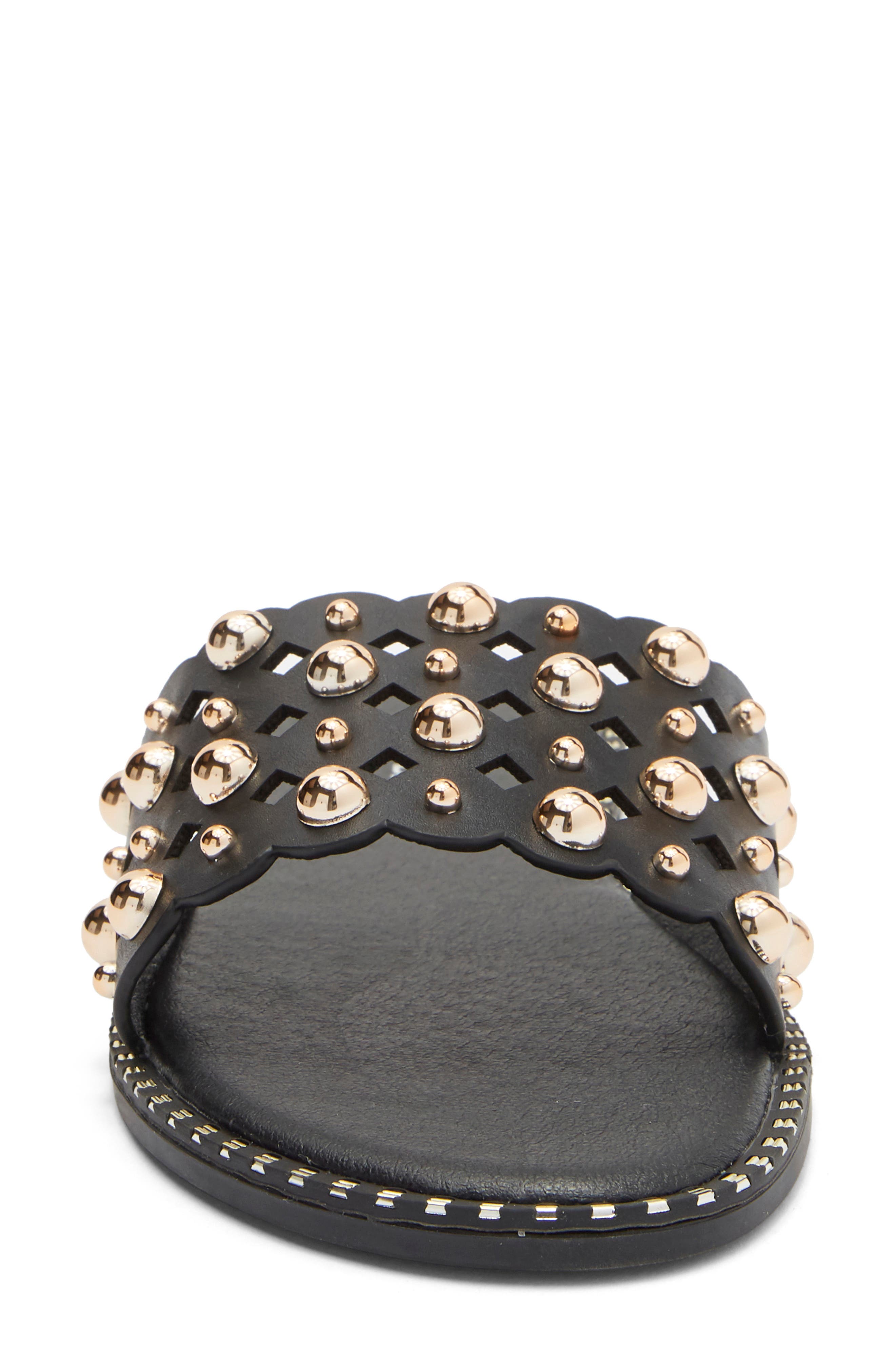 TOP MODA Mick Flat Sandal, Alternate, color, Black Pu